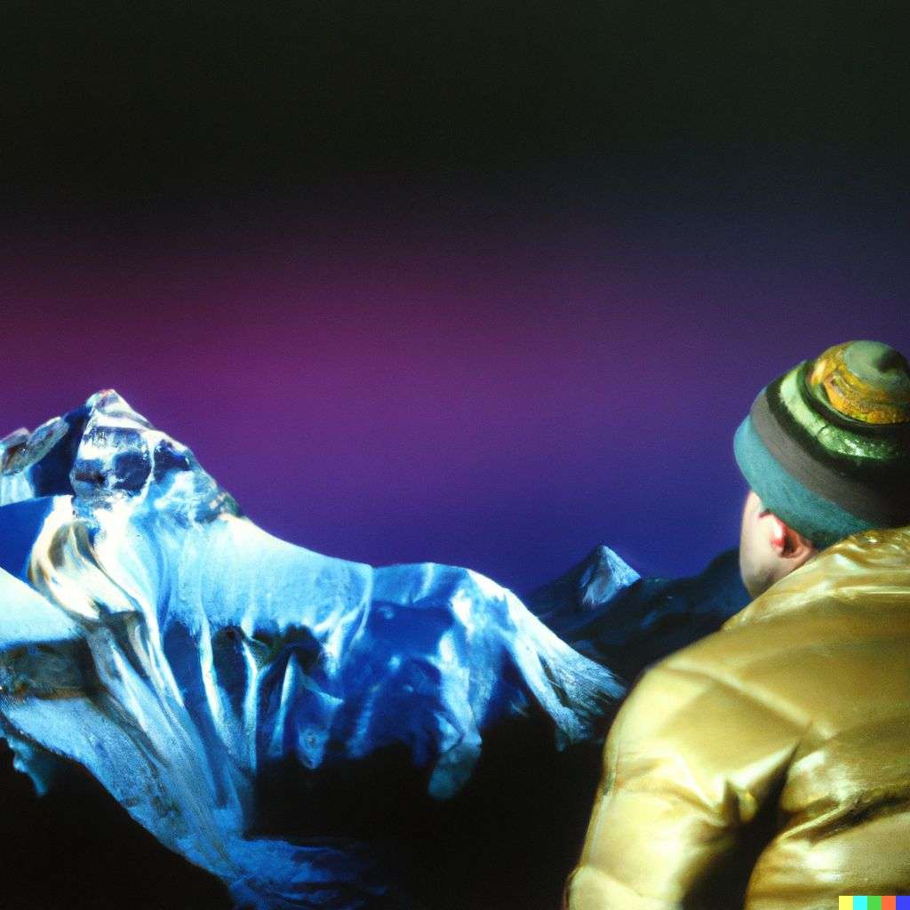 someone gazing at Mount Everest, photograph taken by David LaChapelle